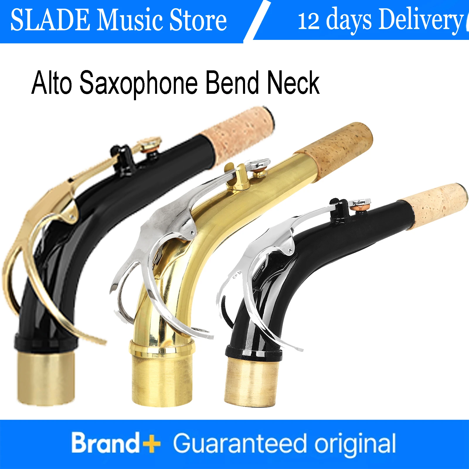 SLADE ألتو ساكسفون الرقبة الذهبي/الشظية النحاس بيند الرقبة لألتو ساكس آلات النفخ الخشبية لملحقات ألتو ساكسفون