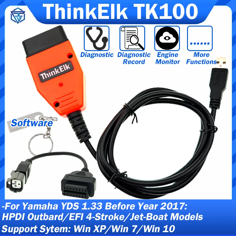 ThinkElk TK100 Diagnostic Engine Monitor Active More Function for Yamaha Boat Marine Outboard WaveRunner Jet Boat upto Year 2017