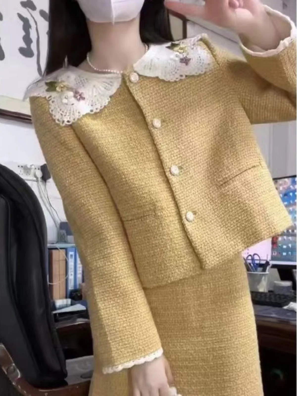 

Твидовый пиджак женский приталенный осенний, для улицы, водонепроницаемый, минималистичный, на подкладке, стандартный крой, молодежный, влагоотводящий, для повседневной носки, для студенток, для женщин