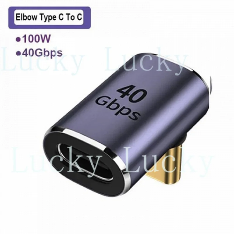 f  100W USB4.0 40Gbps 90 Degree USB Type C Male to USB-C Female Adapter Extend G4U5