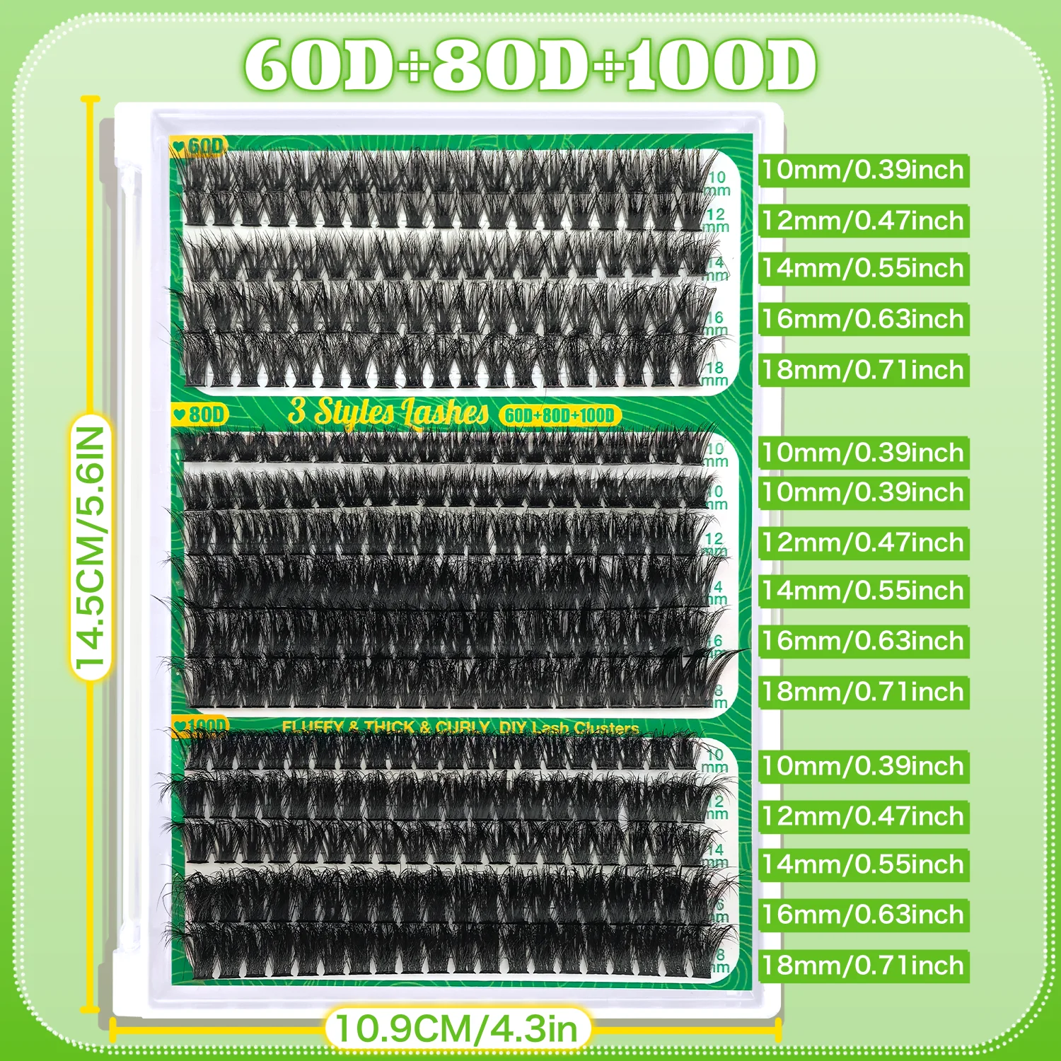 FAI DA TE 5D Fluffy Lash Cluster 60D/80D/100D Ciglia Spesse Cluster Ciglia Individuali Wispy 10-20mm Cluster Estensione Ciglia