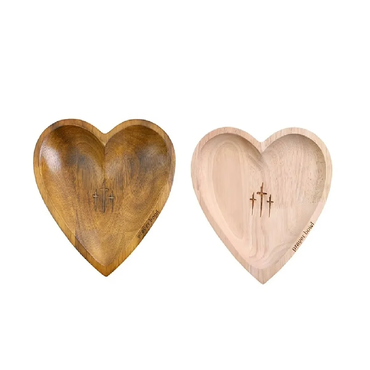 MALL Heart Prayer Bowl Wooden Wood Dough Bowl Prayer Heart Blessing Bowl Religious Christmas Christian Gifts for Women Men