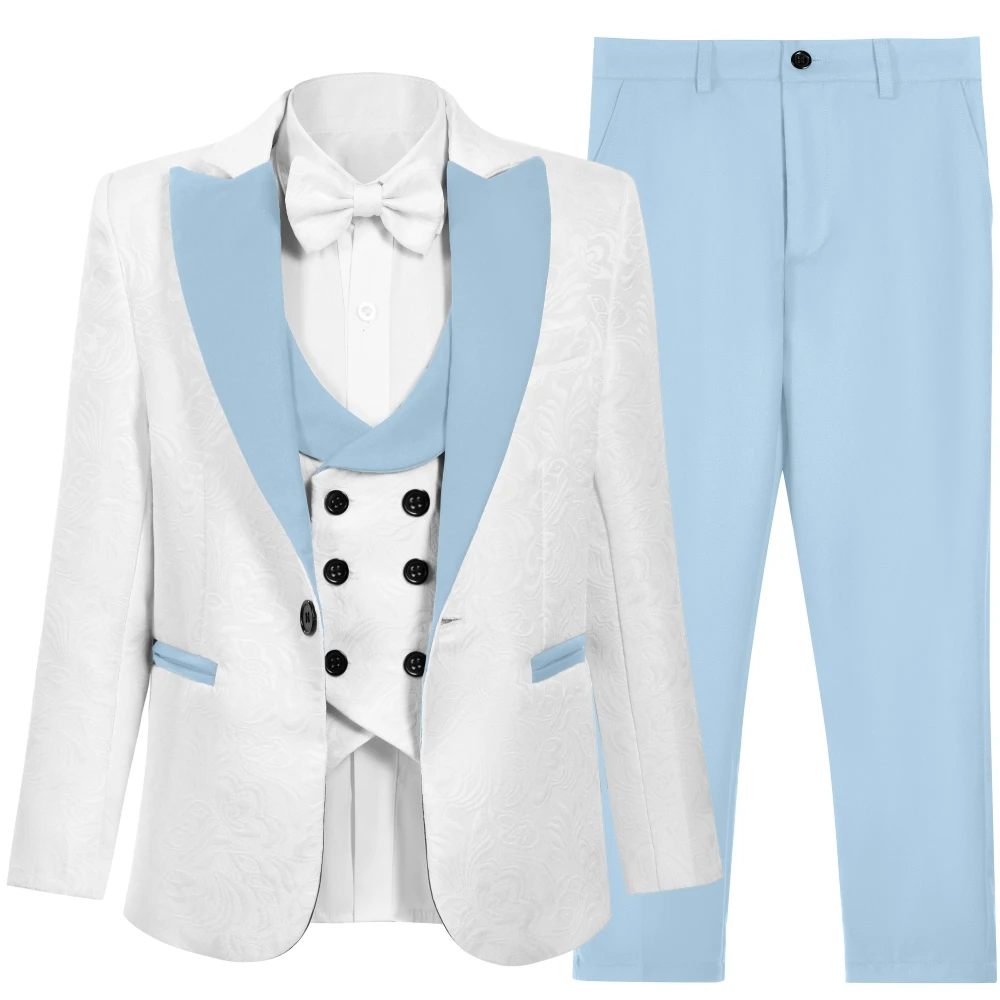 

Txjojn Casual Sky Blue Boys Suit Set Formal Regular Fit Suits Wedding Ring bearer Children's Sets Classic 4 Pieces Tuxedo