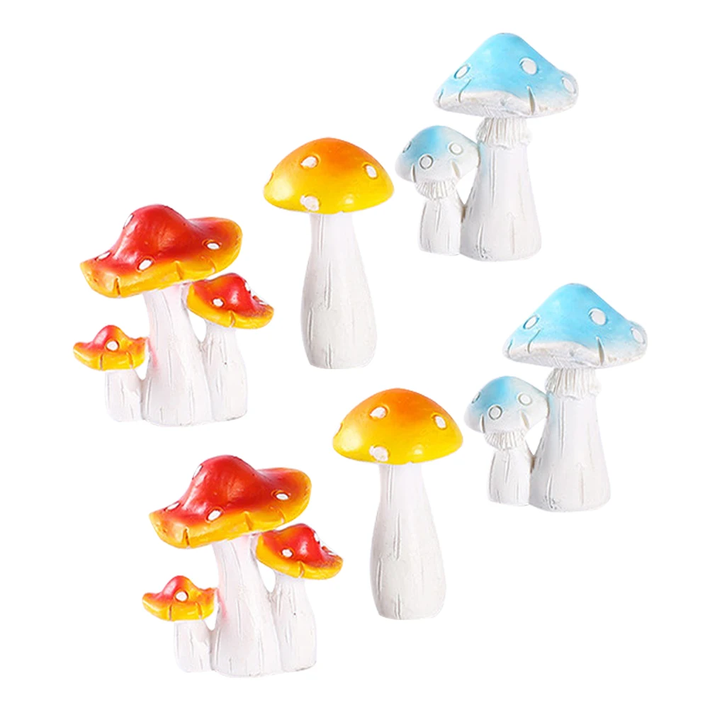 

6Pcs Resin Mini Mushroom Statues Micro Landscape Garden Decoration Small Cute Mushroom Ornaments Mini Garden Ornament