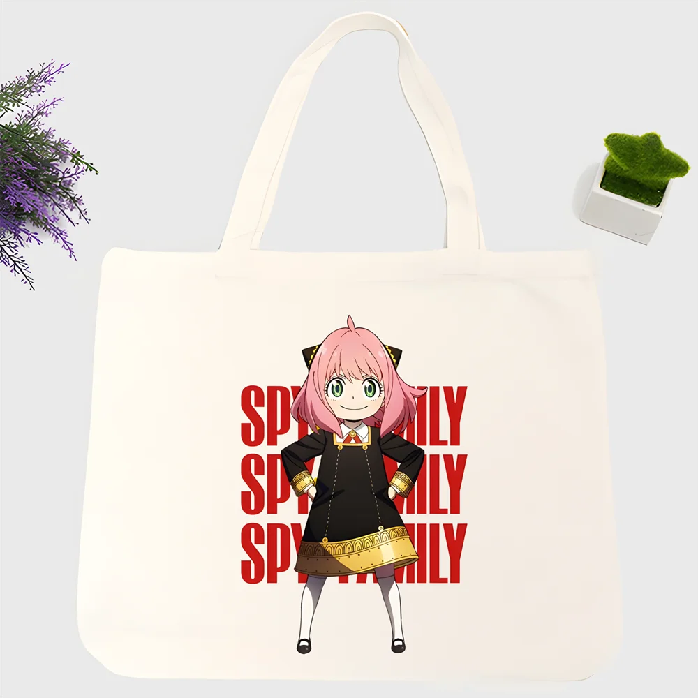 Tas tangan wanita kasual Anime Spy X Family Anya sederhana tas kanvas elegan tas tangan tas bahu belanja tas tangan wanita