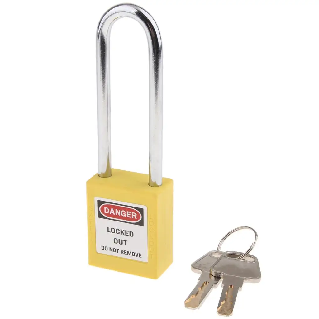 Plastic Lockout/Tagout Padlock, Keyed Different,3 inch Shackle Clearance, Yellow Blue Green Orange