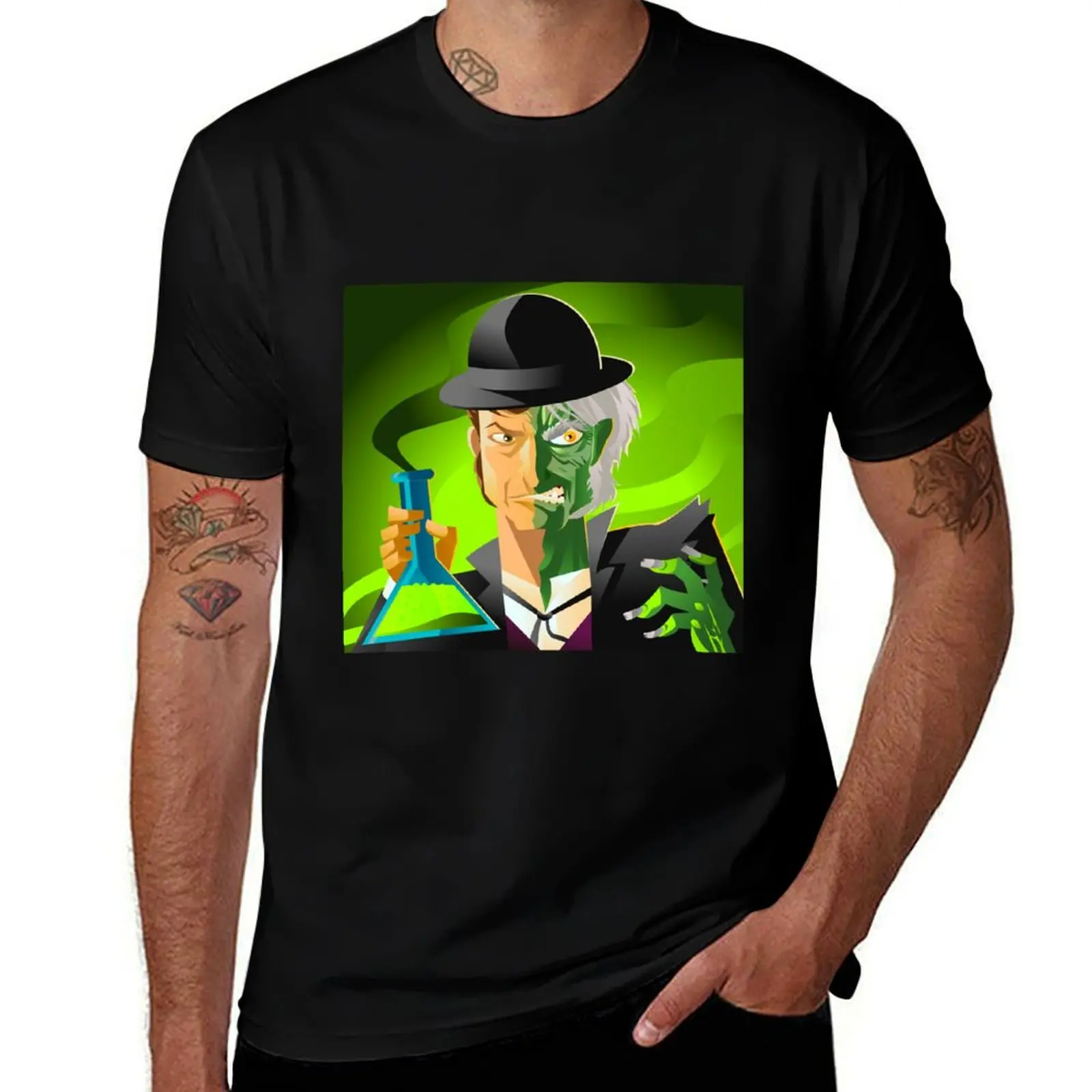doctor jekyll and mister hyde monster tranformation with green potion T-Shirt man t shirt graphic T-Shirt