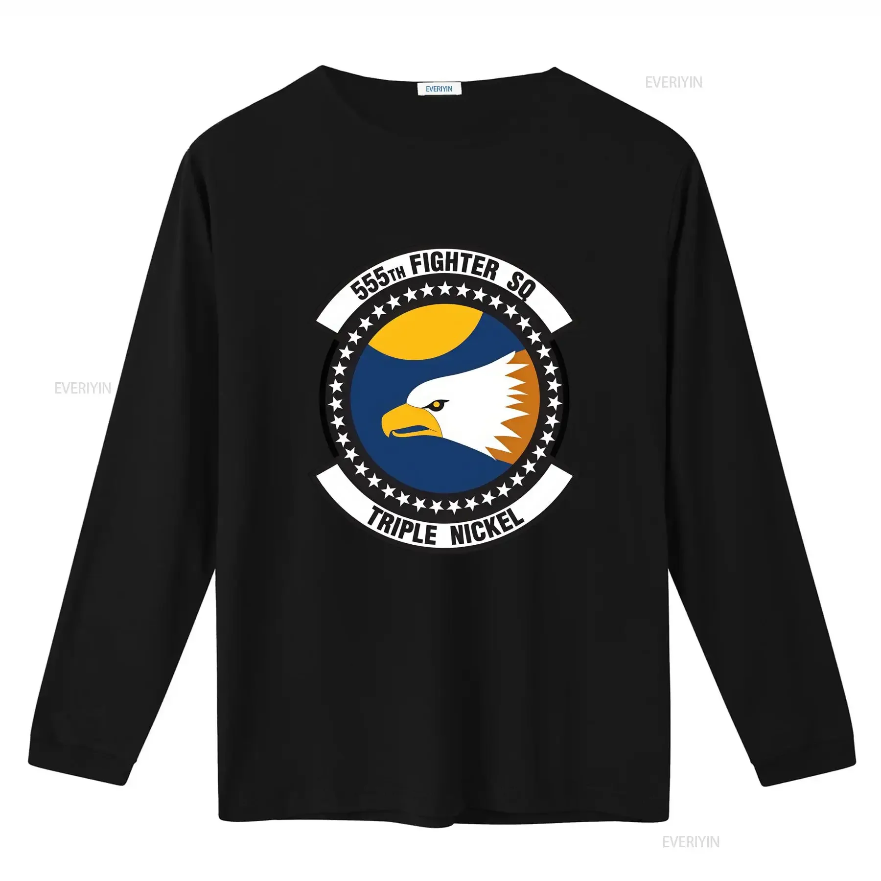 USAF Licensed 555th Fighter Squadron T Shirt D3 Triple Nickel Design with Eagle Logo vintage Washed Stretched Casual Slightly
