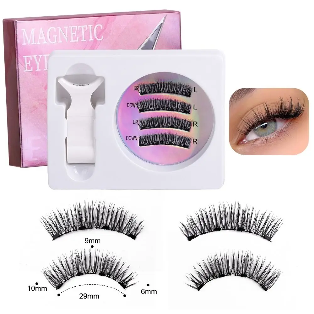 ติดทนนานขนตาแม่เหล็กธรรมชาติชุด 3D กาวขนตาปลอม Wispy ยาว Reusable Manga Lashes Lashes Extension