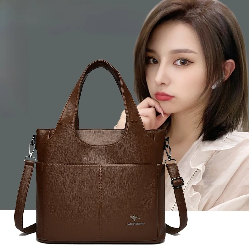 

Большая кожаная сумка через плечо Capaci, женская модная новая сумка 2026, сумка-тоут, пригородная сумка, мягкая застежка-молния