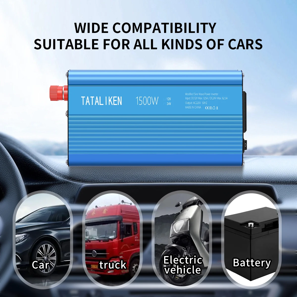 Inverter 600W 1500W 2000W Car Power Inverters 12V DC to 220V 50HZ AC Converter 12 Volt Inverterfor Vehicles