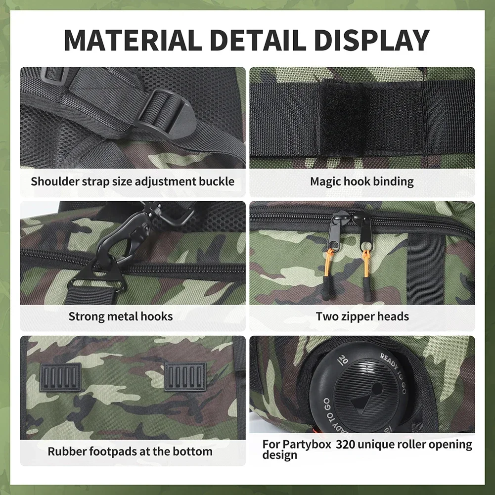 For JBL-Partybox Stage 320 BT Speaker Bag Travel Case Protective Speaker Carrying Case Portable Speaker Carry Tote Bag Backpack