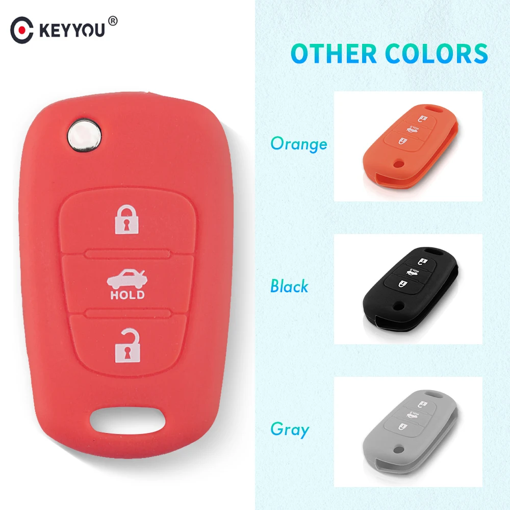 KEYYOU 3 Buttons Flip Silicone Key Cover For Hyundai i20 i30 i35 iX20 iX35 ix30 Solaris Verna For KIA K2 K5 Sportage Sorento