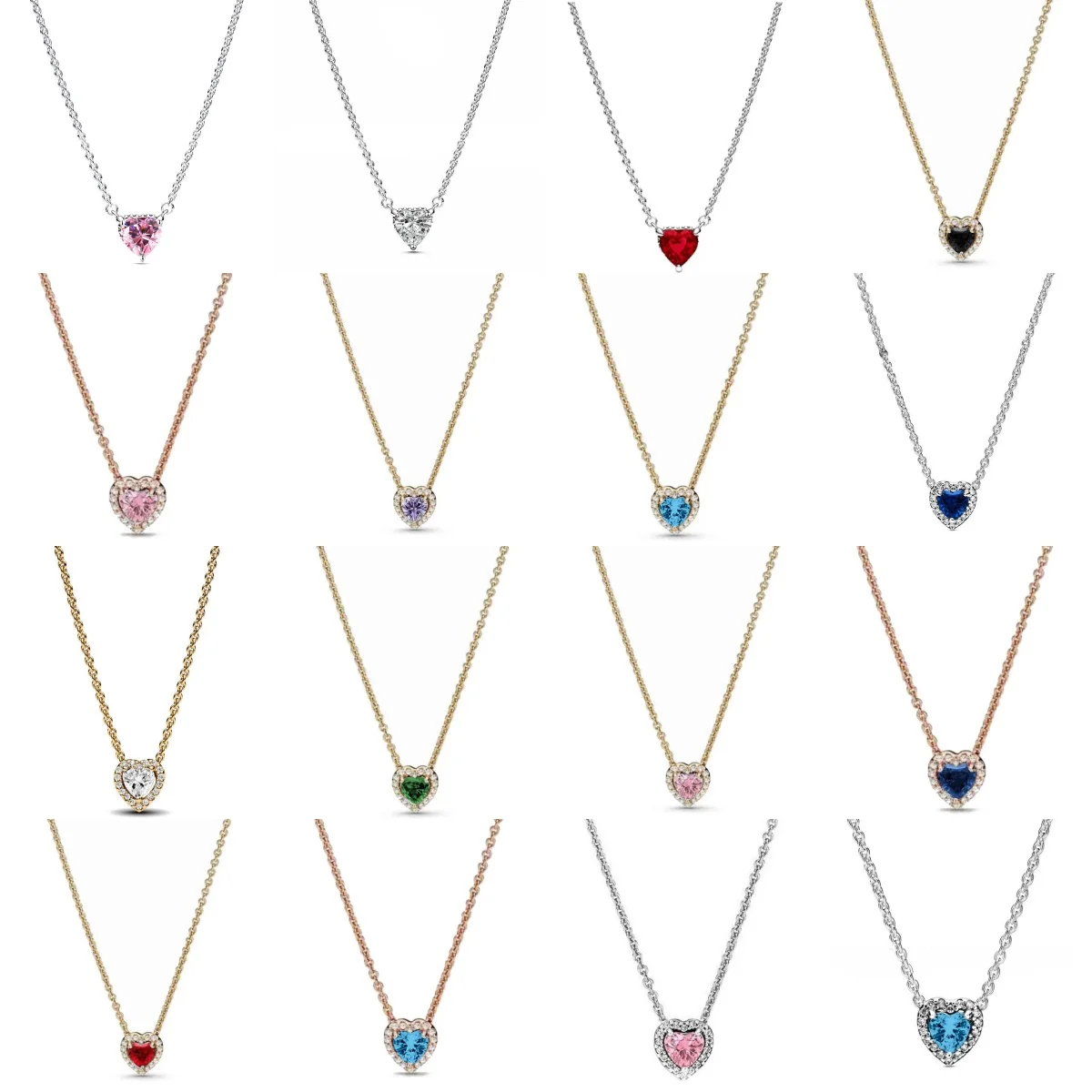 

Новая тонкая цепочка из серебра 925 пробы, красная, синяя, розовая, белая, циркон в форме сердца, модное и изысканное женское колье своими руками.