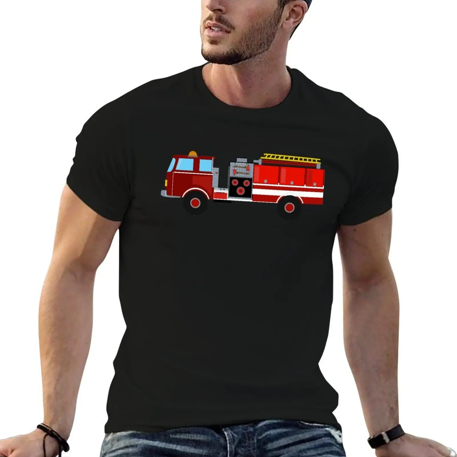 

Fire Fighter Truck Kids Toddler Boys FireTruck Art T-Shirt essential t shirt black cotton t-shirt plain for man package T-Shirt
