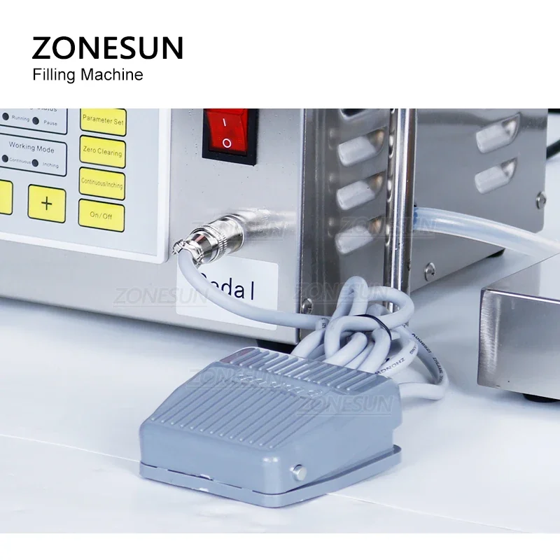 ZONESUN ZS-DP641W Semi Automatic Liquor Beverage Perfume Juice Weighing Filling Machine Food Grade Diaphragm Pump Bottle Filler