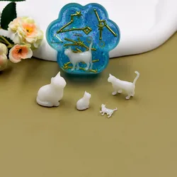 SNASAN 4pieces 3D Tiny Cat Landscape Mini DIY Craft Handmade Resin Jewelry UV Epoxy Jewerly Filling Molds Figurines Decoration