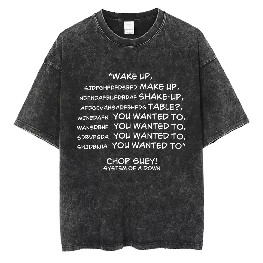 Washed Vintage System of A Down Chop Suey T-shirt Men's Women Retro Rock Oversized T Shirts 90s Alternative Metal Merch T-shirts