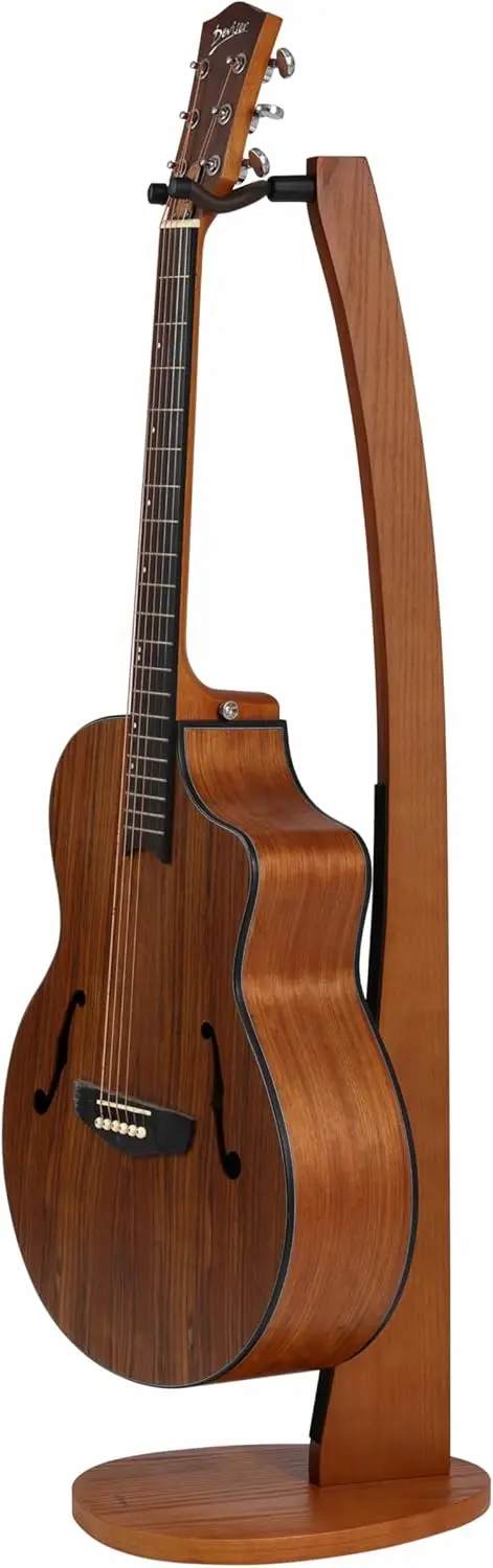 

Wooden Guitar Stand Solid German Ash Semi-Curved Floor Stand for Acoustic Guitar, Classical Guitar, Banjo, Mandolin Cocoa Brown