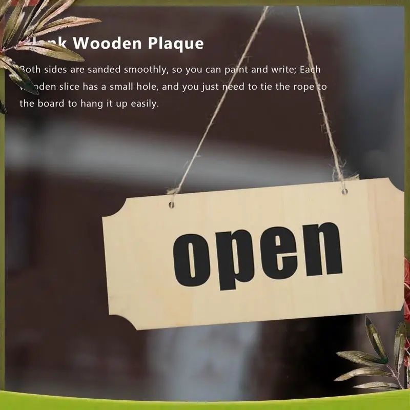 New-10 Pieces Unfinished Hanging Wood Sign Rectangle Blank Wooden Plaque Banners With Ropes For Pyrography Painting Writing