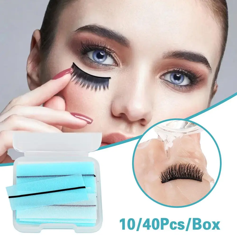 Bandes auto-adhésives réutilisables pour cils, colle pour cils, ruban adhésif sans bandes, outil de maquillage pour les yeux, auto F D7F0, 10 pièces, 40 pièces