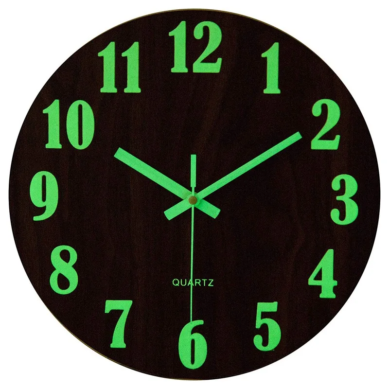 

Luminous Creative Wall Clock Wooden Digital Silent Clock