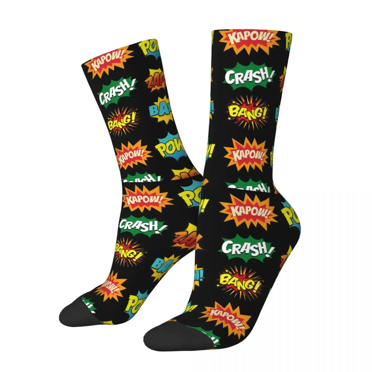 Fight Scene Noises Sounds Comic Books Onomatopoeia Retro Comic Book Socks Hiking 3D Print Boy Girls Mid-calf Sock