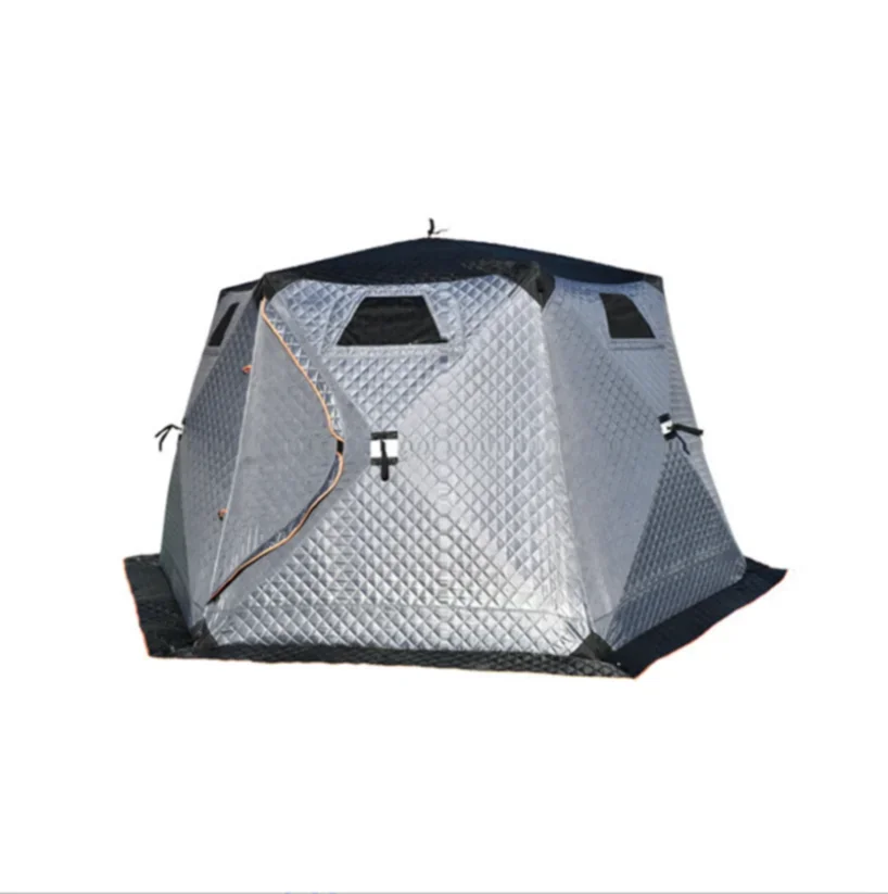 Pop Up Custom Ice Shelter Hexagon Sauna Tent Portable Square Hiking Insulated Camping Automatic Ice Cube Winter Fishing Tent