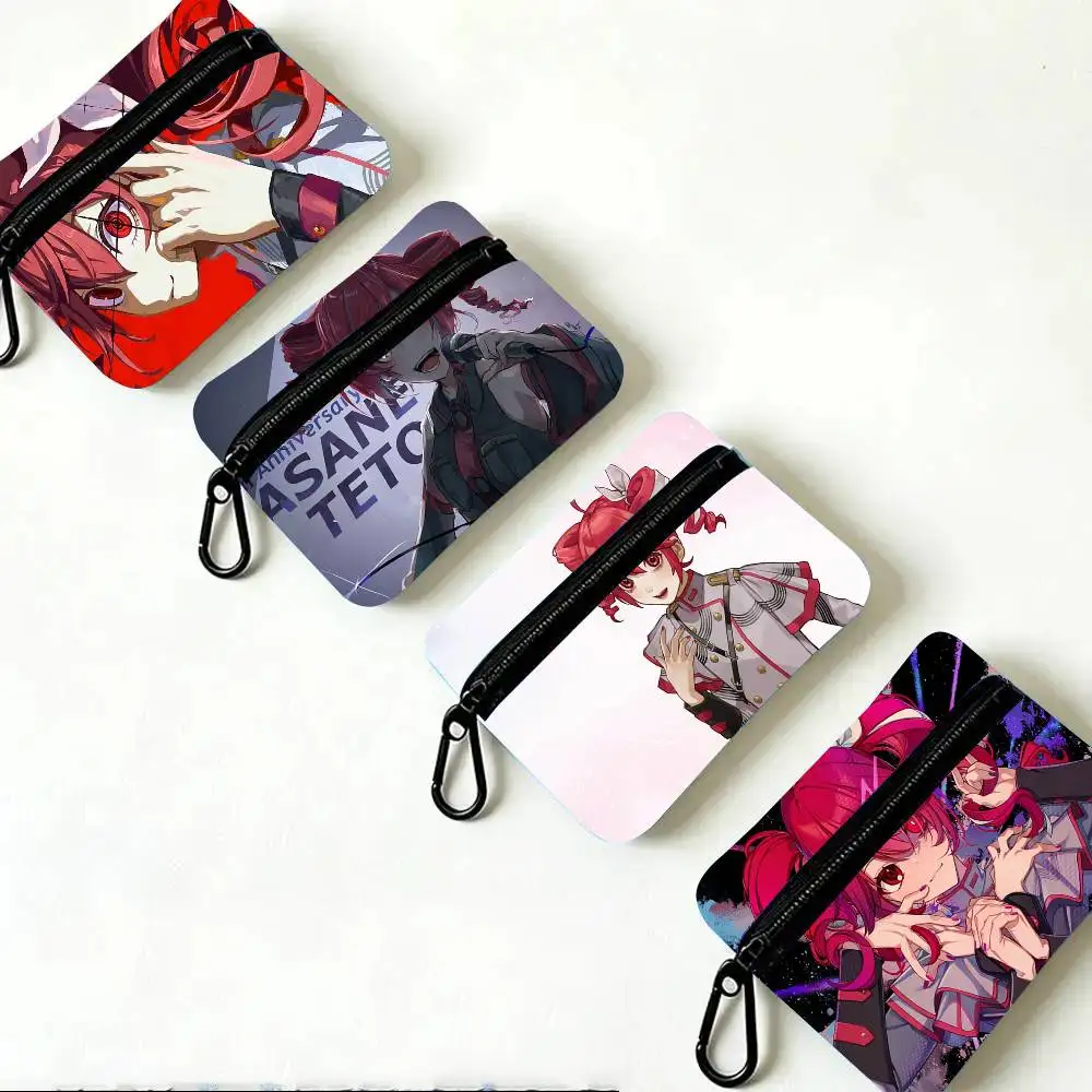 Anime K-kasane Teto Oxford Fabric Wallet With Zipper Hanging Multifunctional Bag For Credit Cards Keys Coins