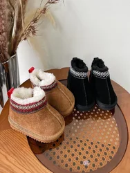 Sizes 22-37 Baby Plush Shoes Winter New Snow Cotton Shoes Girls' Soft Soled Walking Shoes Boys' Casual Shoes Camel Color Black