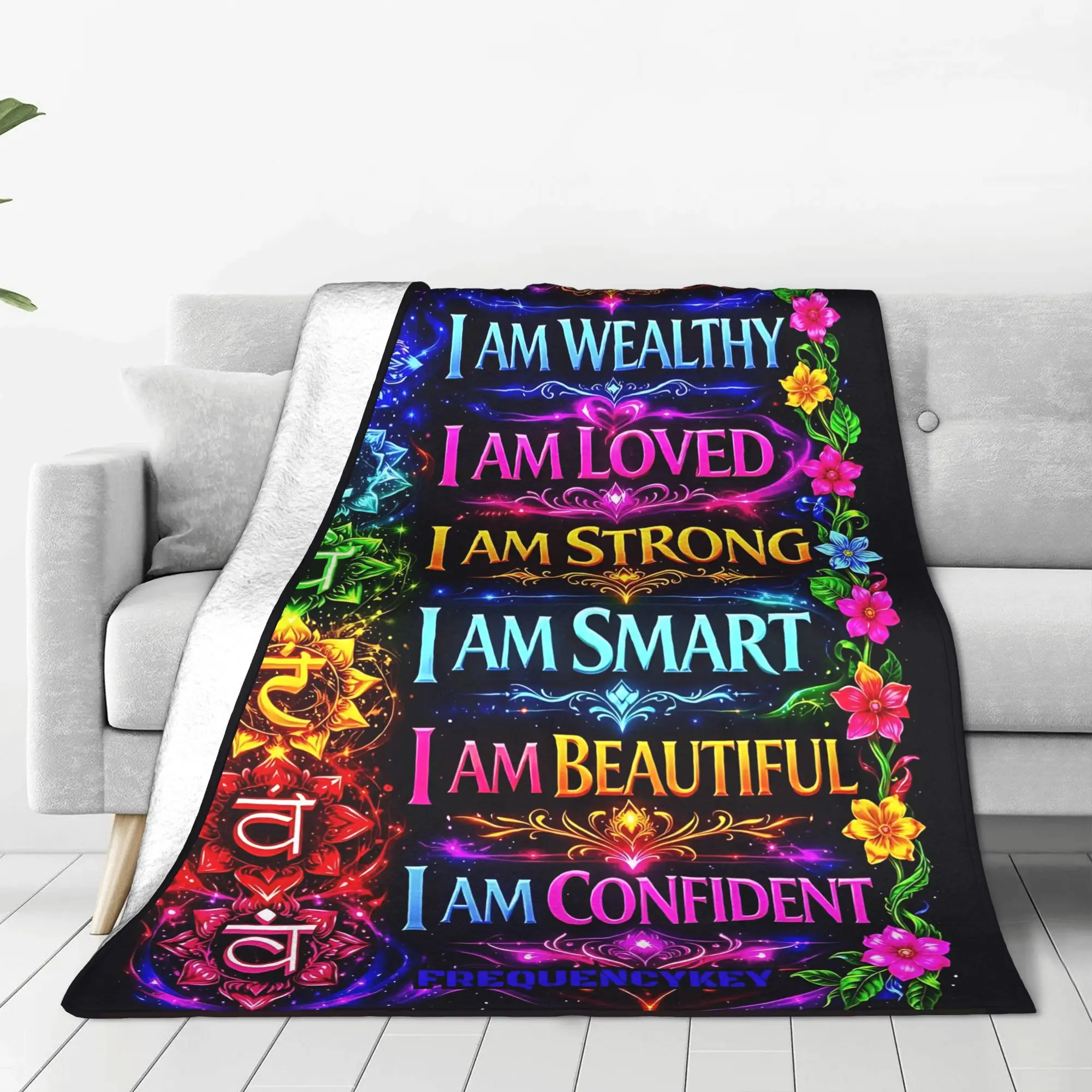 1PC Home Thankful Grateful Blessed  Blanket Throw Super Cosy Plush Living Room Sofa Gift for Christmas Happy New Year