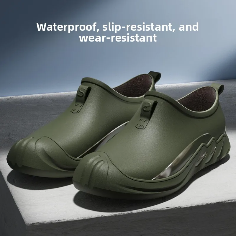 

Men Short Tube Rain Boots Waterproof Non Slip Wear Resistant Rubber Boots For Fishing Tide Chasing Beach Work