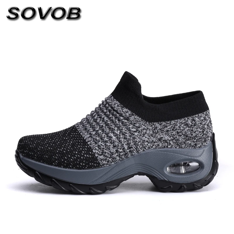 Fashion Breathable Mesh Air Shoes For Women Big Size 35-42 Chunky Sneakers Women Socks Shoes Comfy Anti-Slip Casual Shoes Woman