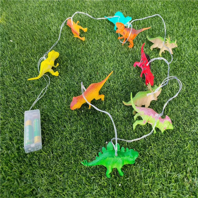 Cadena de luces LED de dinosaurio para decoración de habitación de niños, lámpara de mesa de fiesta con batería, USB, dibujos animados de animales, 150