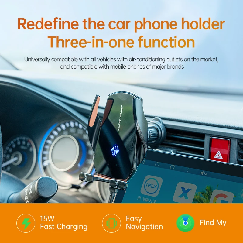 for Apple Find My , can be used in all cars, wireless charger + phone holder + locator, 3 in 1 function, APP free application