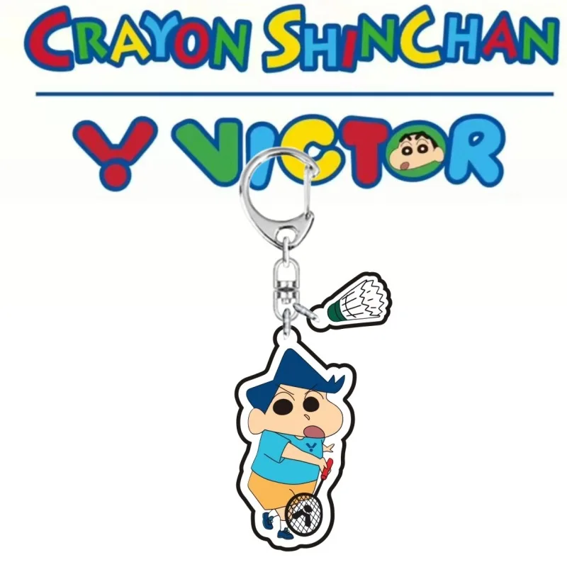 Crayon Shin-chan badminton Keychain Cute Cartoon Backpack Pendant Matching kawaii Girls Accessories Birthday Gift Kids Toys