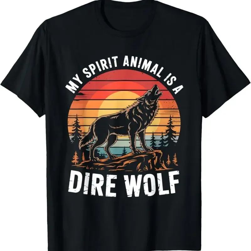 My Spirit Animal Is A Dire Wolf Retro Sunset T Shirt