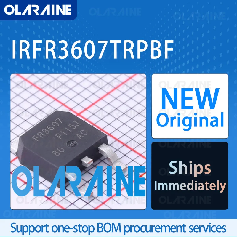 

5/10/100Pcs IRFR3607TRPBF DPAK-3 (TO-252-3) original ic chip MOSFET N-Channel 1 Channel Vds-75 V Id-80 A