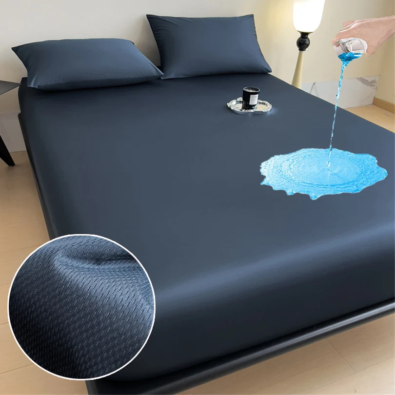 

1 шт., однотонный вязаный водонепроницаемый наматрасник, приятный для кожи, нескользящая простыня, дышащая удобная защита для кровати