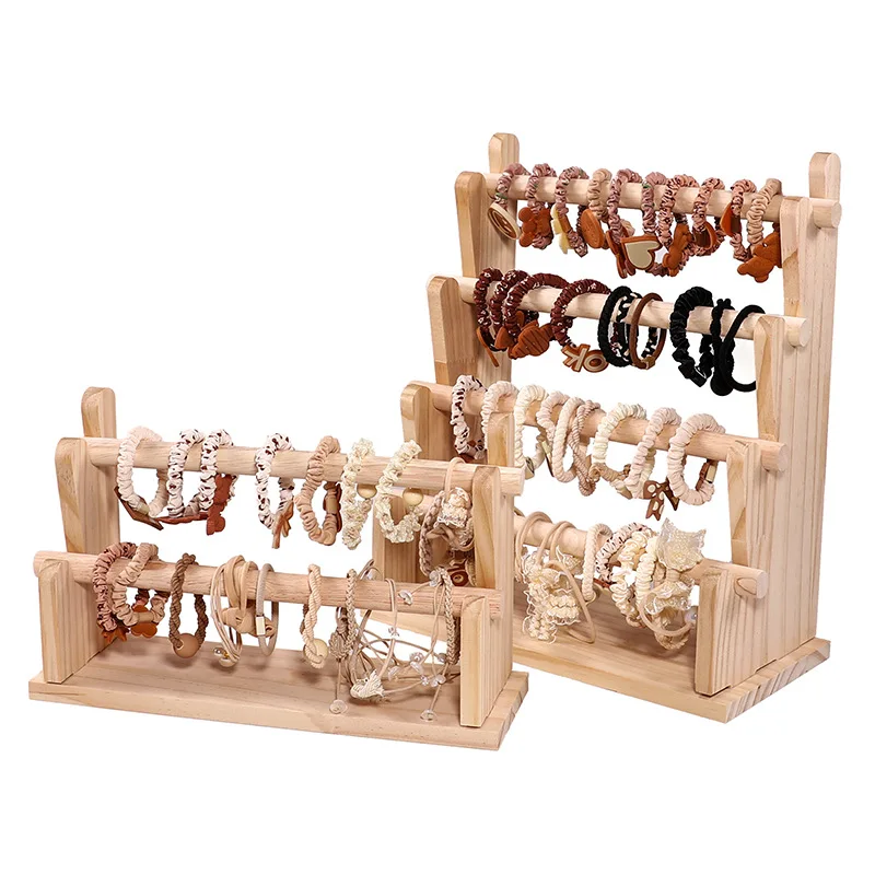 Thickened Multi-Layer Wooden Jewelry Display Stand Bracelet Necklace Storage Rack Buddha Beads Organizer for Vendors Stall