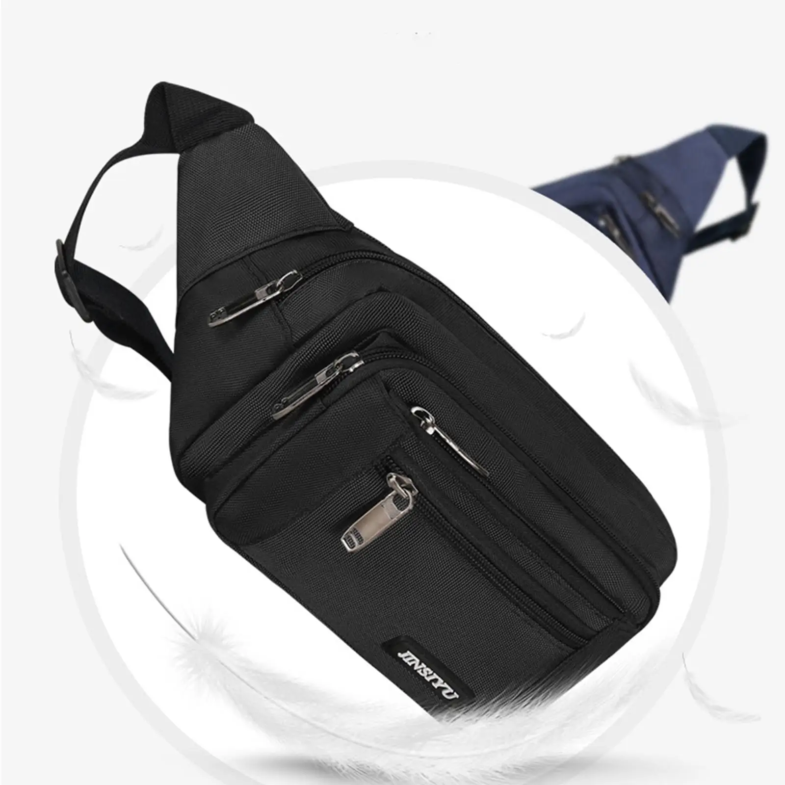 Fashion Waist Pouch Bum Bag Waistpack Fanny Pack 5 Pockets Water Resistant for Jogging Fishing Outdoor Sports Hiking Men Women