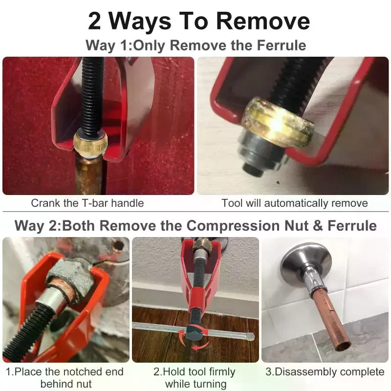 Easy Aluminium Alloy Compression Ring Removal Tool Red Heavy Angle Stop Removal Tool Compression Sleeve Puller Water Plumbing