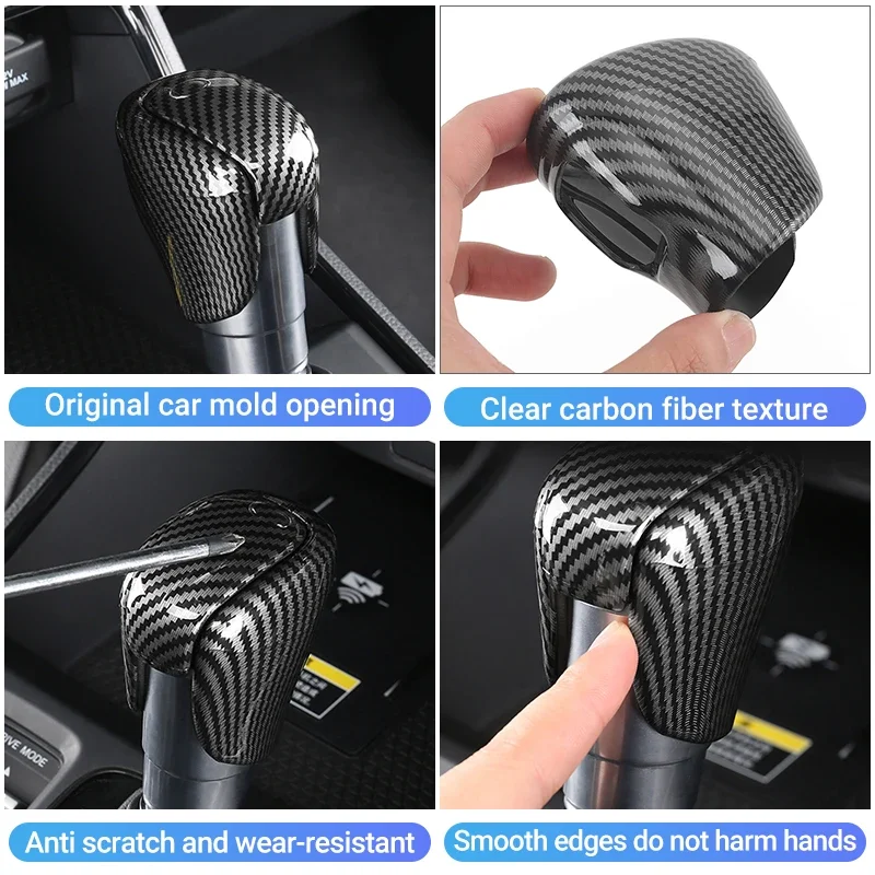 Car Gear Shift Knob Gear Head Cover Trim For Honda CR-V 2023 2024 2025 CRV 6th Gen ABS Carbon Fibre / Bright Black Accessories