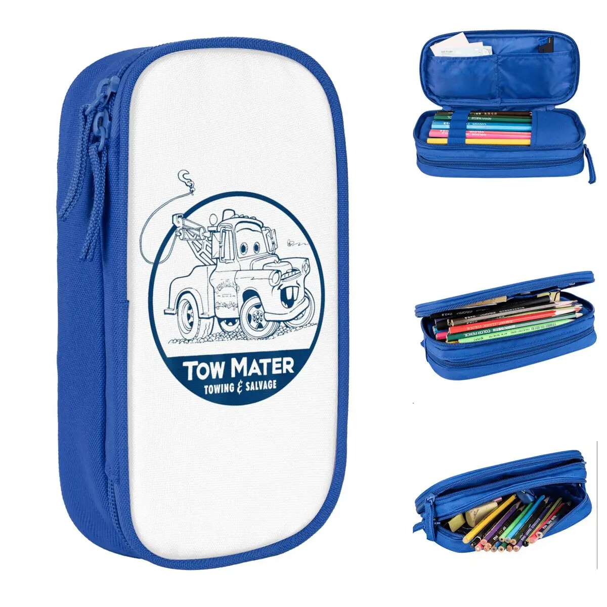 McQueen Cars Tow Mater Salvage Pencil Case Fun Pen Box Bags Kids Big Capacity Students School Gift Pencilcases