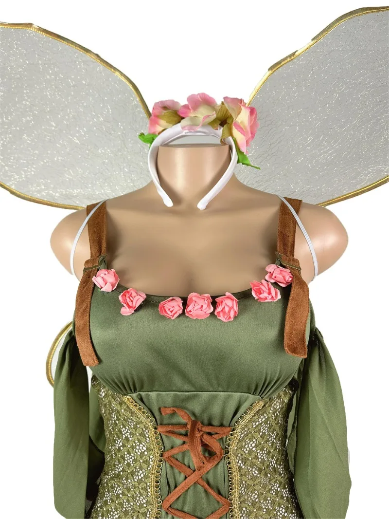 New Halloween Costume, Forest Green Elf Flower Fairy Princess Angel Costume,  DS Performance Costume, Adult Cosplay Party Costume - AliExpress 200000532