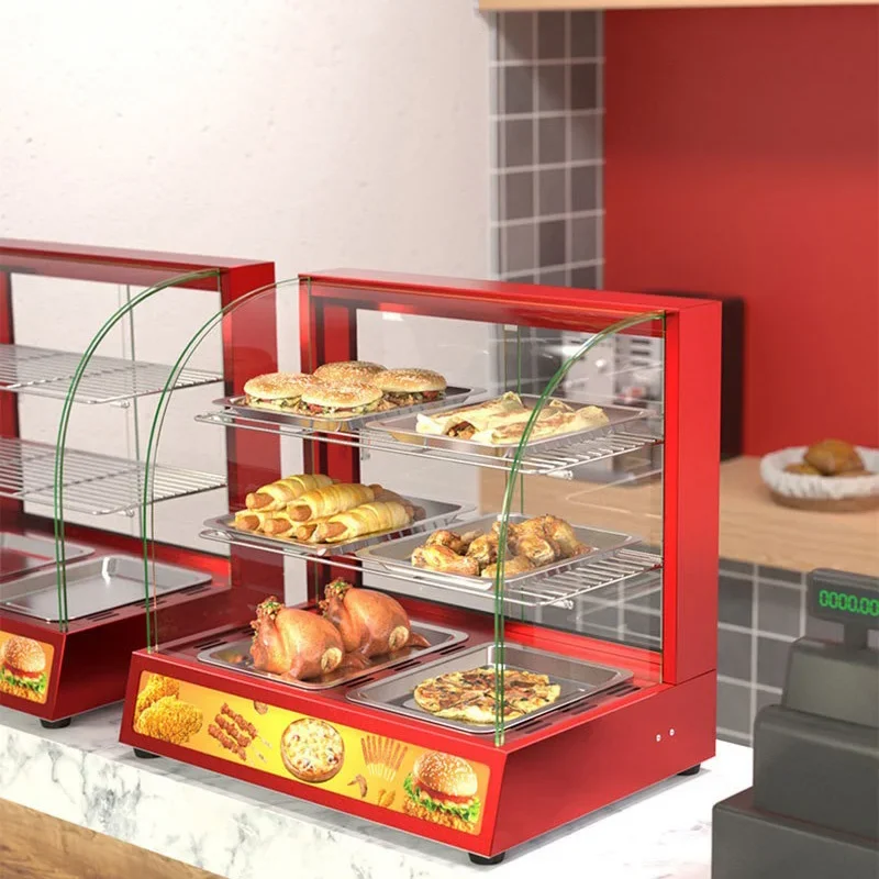 Countertop Hot Food Holding Cabinet—Ideal for Restaurant Buffets—3-Sided Transparent—Electric Hot Food Holding Cabinet