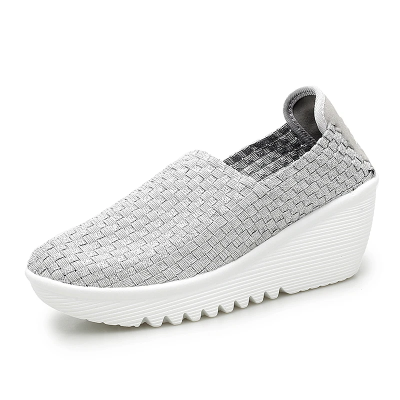 Zapatos planos trenzados para mujer, zapatillas informales para correr, tejido para caminar, talla grande 35-42