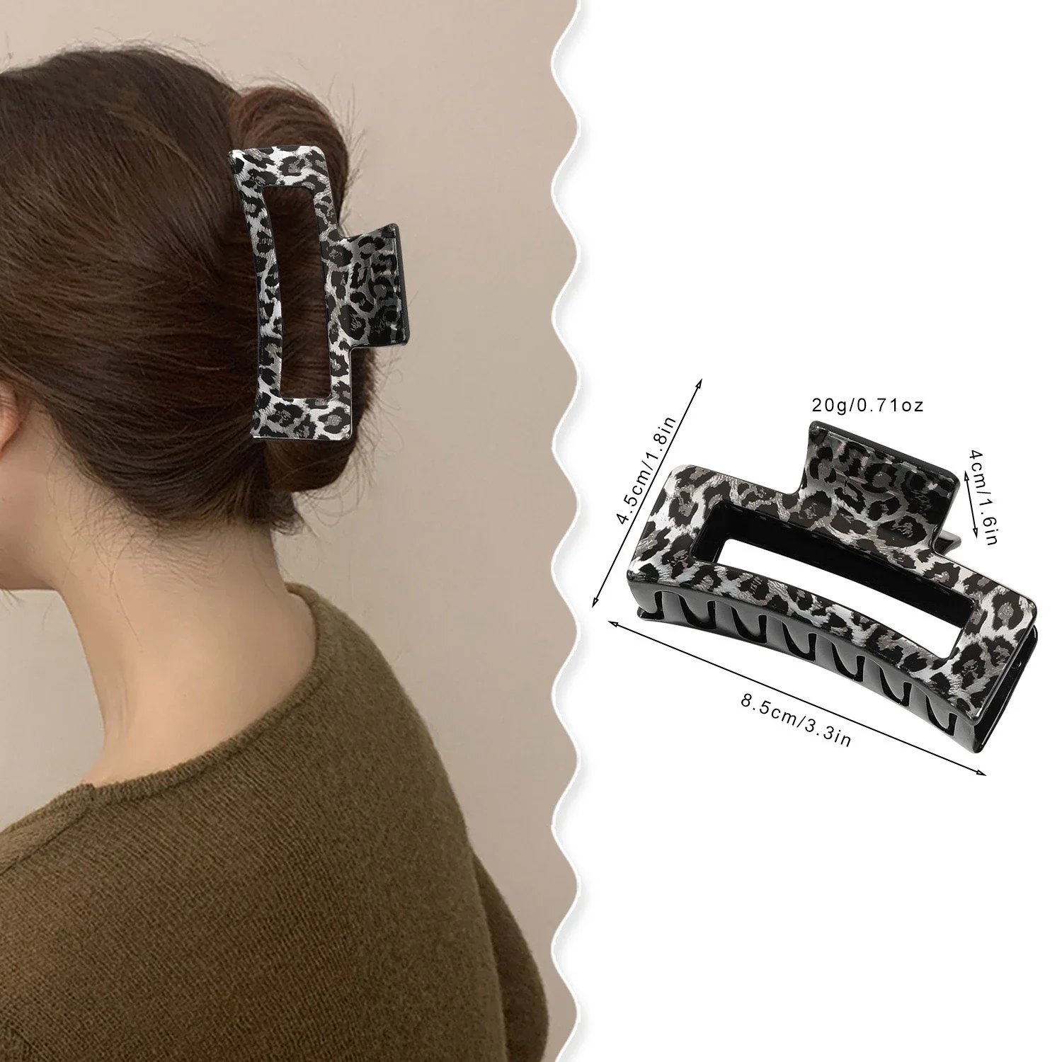 3 Stück Haarklammern im Leopardenmuster-Design, 8,9 cm lange Haarklammern, modischer Vintage-Haarschmuck für Frauen und Mädchen – Detail 1