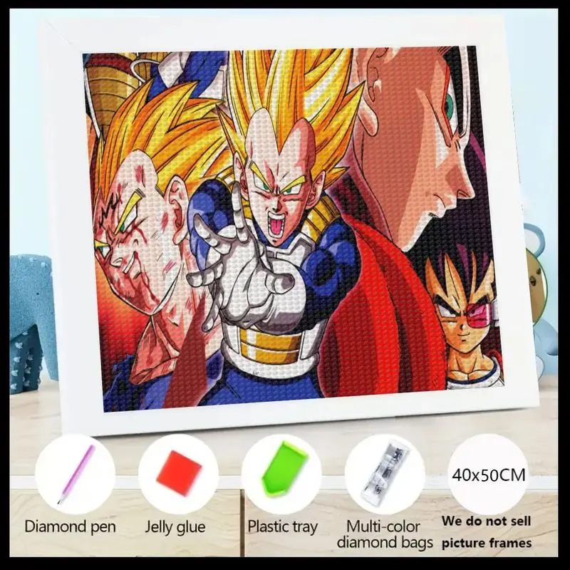 

1 шт. Dragon Ball Z Vegeta Super Saiyan 5D комплект алмазной живописи, полная дрель DIY аниме манга персонаж алмазное искусство, хрустальный драгоценный камень Pai
