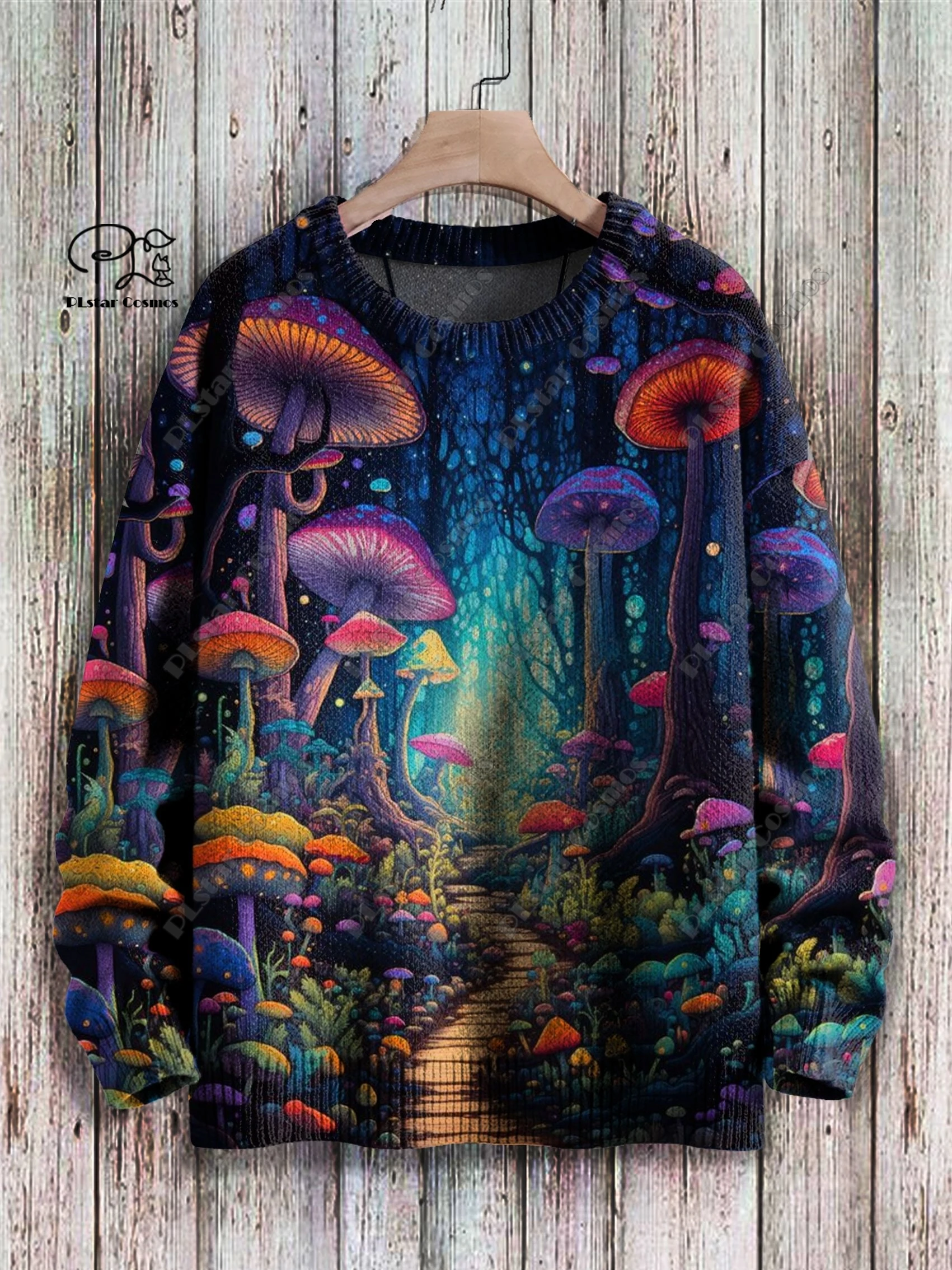 

PLstar Cosmos New 3D Printed Mushroom and Sheep Dog Fox Peacock Dragon Cow Pattern Ugly Sweater Winter Street Casual Unisex